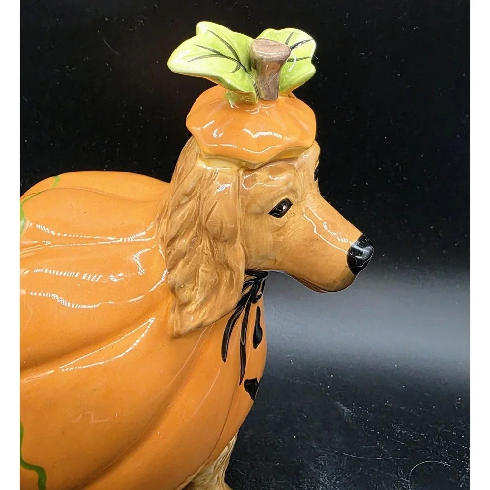 Blue Sky Clayworks Heather Goldminc Ceramic Dog In Pumpkin Costume Figurine